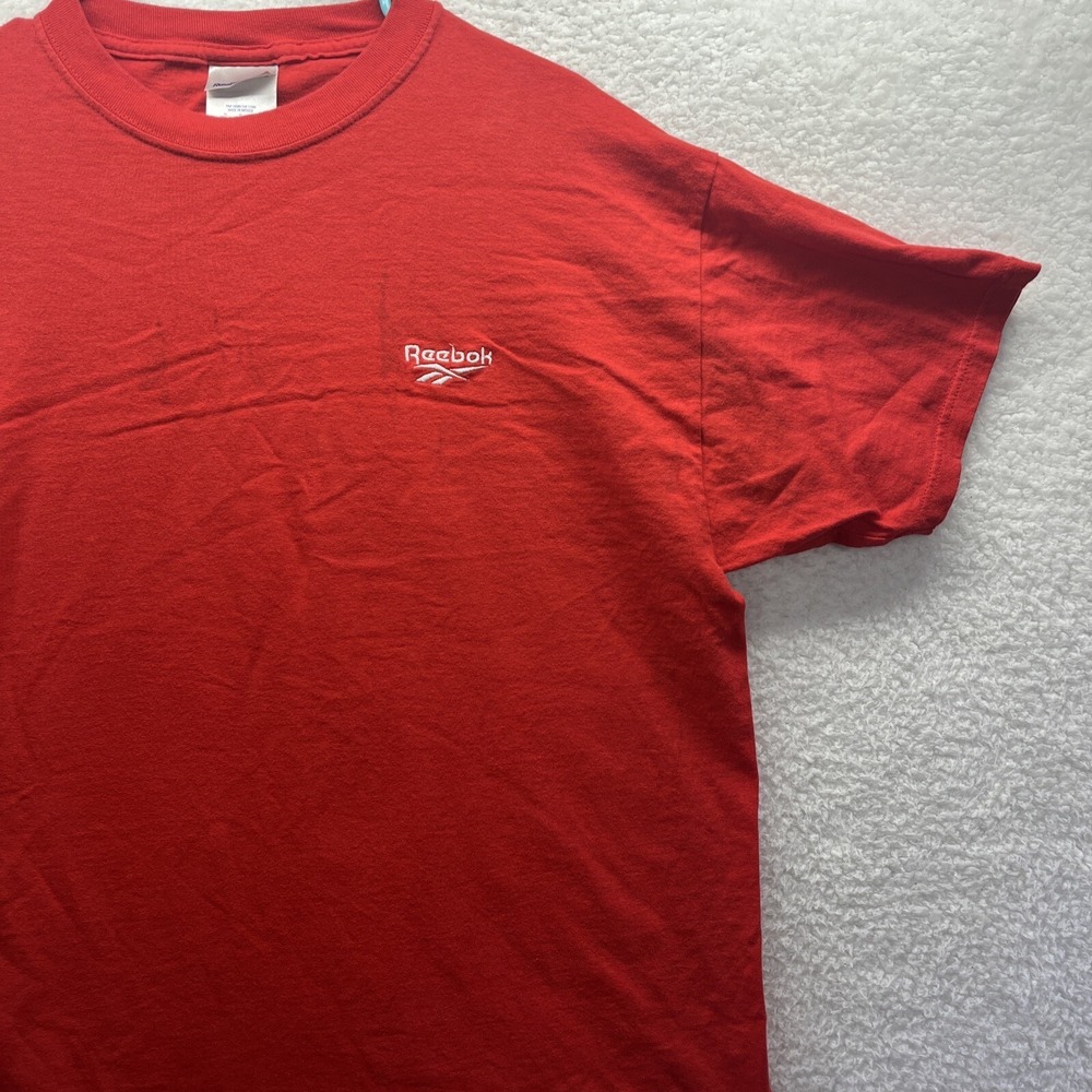 Reebok Shirt Mens XL Red Plain Tee Workout Gym Sports Activewear Chore Hot Fire - Picture 4 of 15